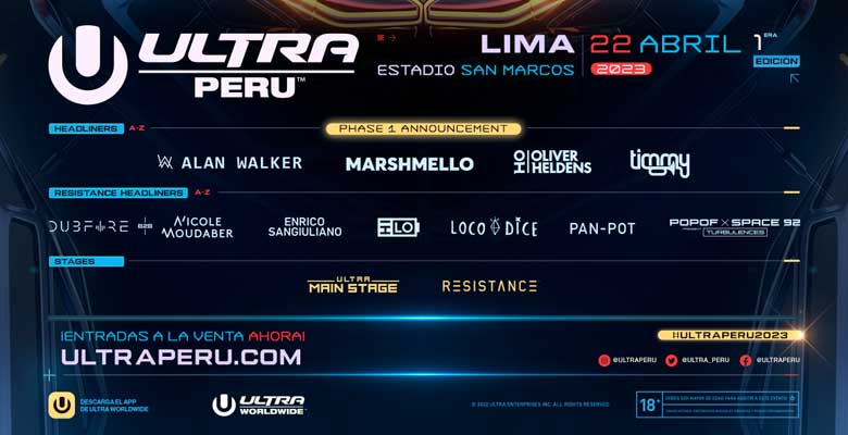 Ultra Perú Revela La Fase 1 Del Lineup De Su Primera Edición